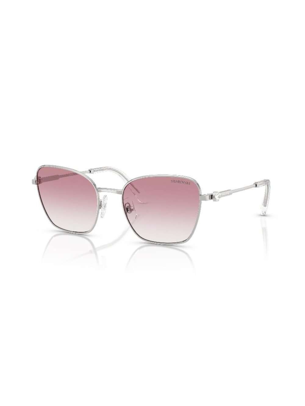 New Swarovski Women's Sunglasses Silver Aviator Pink Lens Metal Frame SK7029 58